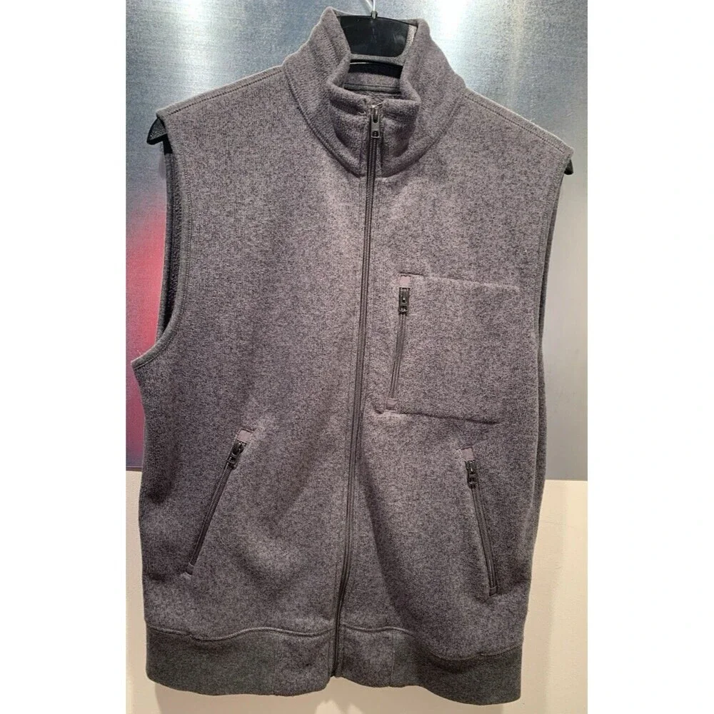 J.Crew Knit Wear Mens MED Summit Vest Grey Fleece Full Zip Pockets VGUC
